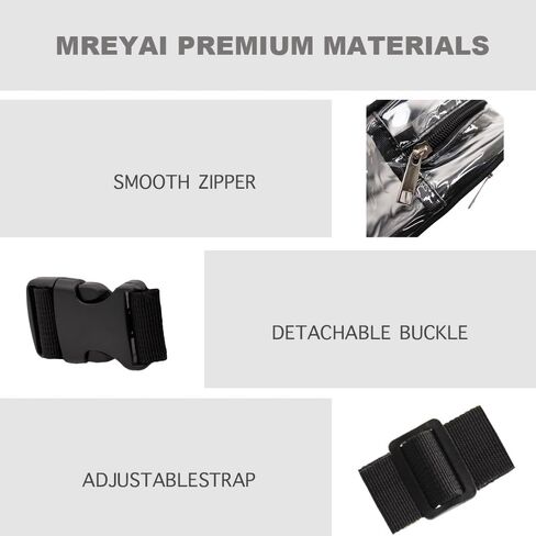 Mreyai Clear Fanny Pack Stadium Approved, Clear Bag Stadium Approved, Clear Belt Bag Crossbody Bags for Women Men for Concerts Sports Events Festivals in Saudi Arabia