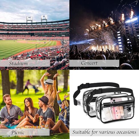 Mreyai Clear Fanny Pack Stadium Approved, Clear Bag Stadium Approved, Clear Belt Bag Crossbody Bags for Women Men for Concerts Sports Events Festivals in Saudi Arabia