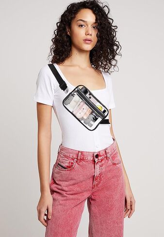 Mreyai Clear Fanny Pack Stadium Approved, Clear Bag Stadium Approved, Clear Belt Bag Crossbody Bags for Women Men for Concerts Sports Events Festivals in Saudi Arabia