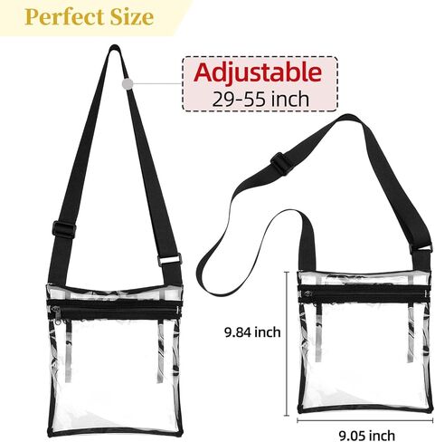 حقيبة محفظة كروس شفافة من Suuree، حقيبة يد بلاستيكية معتمدة من الاستاد للحفلات الموسيقية والمهرجانات وأي أنشطة خارجية. in Kuwait