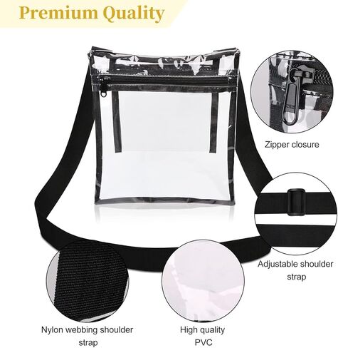 حقيبة محفظة كروس شفافة من Suuree، حقيبة يد بلاستيكية معتمدة من الاستاد للحفلات الموسيقية والمهرجانات وأي أنشطة خارجية. in Kuwait