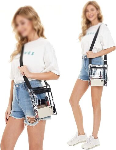 حقيبة محفظة كروس شفافة من Suuree، حقيبة يد بلاستيكية معتمدة من الاستاد للحفلات الموسيقية والمهرجانات وأي أنشطة خارجية. in Kuwait