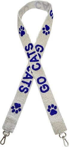 Lashicorn Beaded Purse Strap Kentucky Royal Blue & White College Game Day Clear Handbag Replacement Strap Paw Stadium Football University 49 x 1.75" Gold Hardware Clips in Saudi Arabia