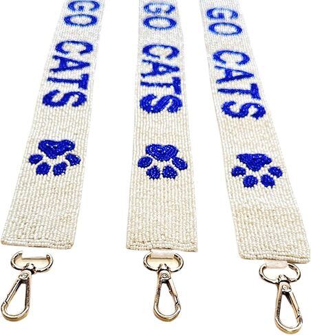 Lashicorn Beaded Purse Strap Kentucky Royal Blue & White College Game Day Clear Handbag Replacement Strap Paw Stadium Football University 49 x 1.75" Gold Hardware Clips in Saudi Arabia