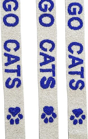 Lashicorn Beaded Purse Strap Kentucky Royal Blue & White College Game Day Clear Handbag Replacement Strap Paw Stadium Football University 49 x 1.75" Gold Hardware Clips in Saudi Arabia