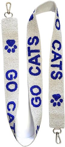 Lashicorn Beaded Purse Strap Kentucky Royal Blue & White College Game Day Clear Handbag Replacement Strap Paw Stadium Football University 49 x 1.75" Gold Hardware Clips in Saudi Arabia