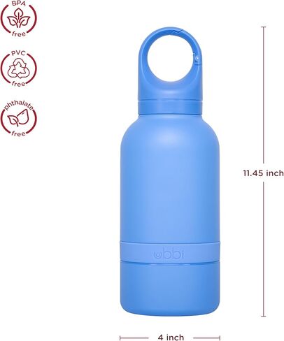 Ubbi Pup & Me Stainless Steel Insulated Portable 32 oz. Bottle for Dogs and Owners with Attached Dog Bowl, Blue in Saudi Arabia