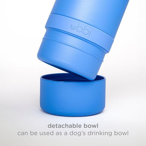 Ubbi Pup & Me Stainless Steel Insulated Portable 32 oz. Bottle for Dogs and Owners with Attached Dog Bowl, Blue in Saudi Arabia