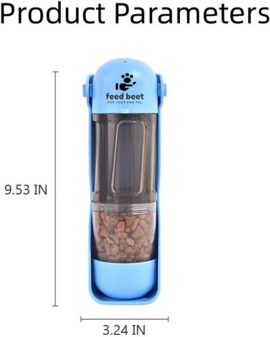 FeedBeet Dog Puppy Portable Water Bottle - Leak Proof Light Outdoor Hiking Walking Water Treats Drinking Bowl Dispenser with 1 Roll Poop Bag Poo Scoop - Pet Accessories (16.9oz, Blue) in Saudi Arabia