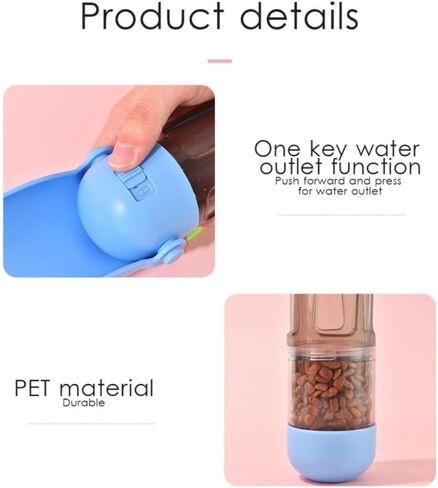 FeedBeet Dog Puppy Portable Water Bottle - Leak Proof Light Outdoor Hiking Walking Water Treats Drinking Bowl Dispenser with 1 Roll Poop Bag Poo Scoop - Pet Accessories (16.9oz, Blue) in Saudi Arabia