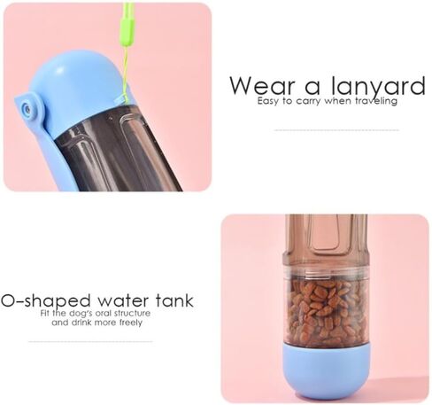 FeedBeet Dog Puppy Portable Water Bottle - Leak Proof Light Outdoor Hiking Walking Water Treats Drinking Bowl Dispenser with 1 Roll Poop Bag Poo Scoop - Pet Accessories (16.9oz, Blue) in Saudi Arabia