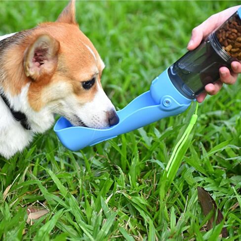 FeedBeet Dog Puppy Portable Water Bottle - Leak Proof Light Outdoor Hiking Walking Water Treats Drinking Bowl Dispenser with 1 Roll Poop Bag Poo Scoop - Pet Accessories (16.9oz, Blue) in Saudi Arabia