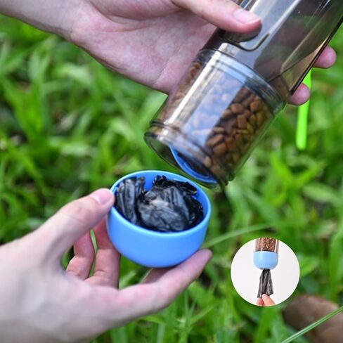 FeedBeet Dog Puppy Portable Water Bottle - Leak Proof Light Outdoor Hiking Walking Water Treats Drinking Bowl Dispenser with 1 Roll Poop Bag Poo Scoop - Pet Accessories (16.9oz, Blue) in Saudi Arabia