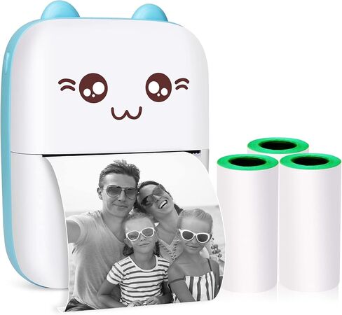 Mini Pocket Printer,Portable Thermal Printer for Label,Text Memo,Receipt,Sticker,Photo Printers, 203 DPI, BT Inkless Printing, Wireless Bluetooth Printer Compatible with iOS and Android (Black) in Saudi Arabia