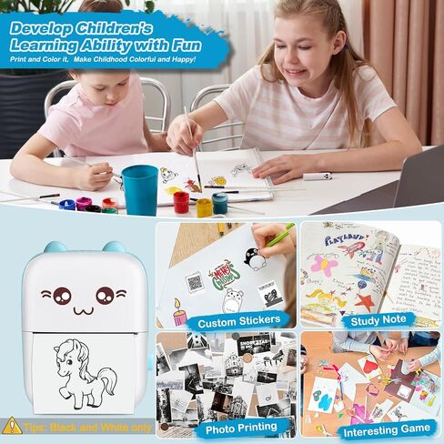 Mini Pocket Printer,Portable Thermal Printer for Label,Text Memo,Receipt,Sticker,Photo Printers, 203 DPI, BT Inkless Printing, Wireless Bluetooth Printer Compatible with iOS and Android (Black) in Saudi Arabia