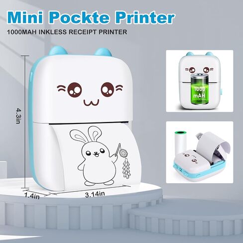 Mini Pocket Printer,Portable Thermal Printer for Label,Text Memo,Receipt,Sticker,Photo Printers, 203 DPI, BT Inkless Printing, Wireless Bluetooth Printer Compatible with iOS and Android (Black) in Saudi Arabia