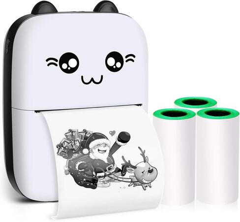 Mini Pocket Printer,Portable Thermal Printer for Label,Text Memo,Receipt,Sticker,Photo Printers, 203 DPI, BT Inkless Printing, Wireless Bluetooth Printer Compatible with iOS and Android (Black) in Saudi Arabia