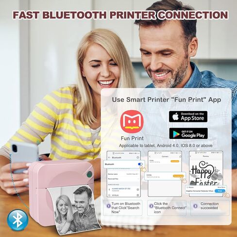Mini Pocket Printer,Portable Thermal Printer for Label,Text Memo,Receipt,Sticker,Photo Printers, 203 DPI, BT Inkless Printing, Wireless Bluetooth Printer Compatible with iOS and Android (Black) in Kuwait