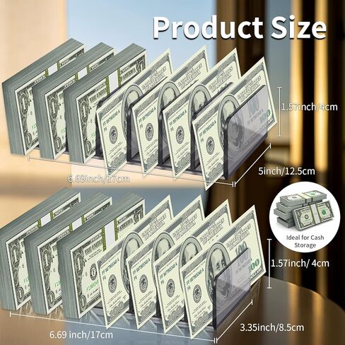 قطعتان من صواني النقود الأكريليكية مقاس 2، حامل مظاريف فارز البريد الشفاف، 7 أقسام مقسمة لصينية النقود، حامل فاتورة النقدية لفرز مغلف البريد، بطاقة العمل in Kuwait