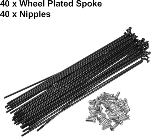 X AUTOHAUX 40 Pcs Bicycle Steel Spokes 13G Bike Spoke 182mm Length with Nipples for Most Bicycle in Saudi Arabia