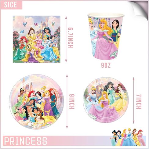 Princess Birthday Party Supplies, Princess Party Decorations include Princess Tableware, Tablecloth ,Banner for Girls Princess Party Gift, Princess Birthday Supplies for Party in Kuwait