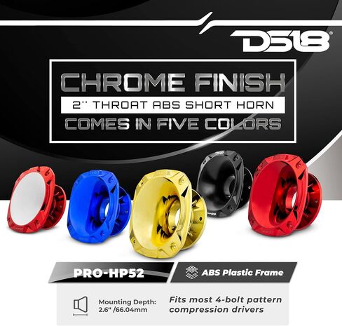 DS18 PRO-HP52/CRDWH 2 بوصة من البلاستيك لدليل الخروج الموجي - نمط أقصر بعمق 2.6 بوصة - يناسب معظم مسامير التشغيل المضغوطة - لمسة نهائية من الكروم المقاوم للأشعة فوق البنفسجية - لون كروم أحمر/أبيض (مفرد) in Kuwait