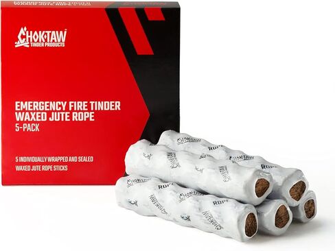 حبل الجوت المشمع من تشوكتاو للطوارئ، 5 عبوات | عصي حريق من الحبال الطبيعية المقاومة للماء لبدء الحريق والبقاء على قيد الحياة. مثالية لحقائب الظهر والمشي لمسافات طويلة والتخييم والصيد وصيد الأسماك وركوب القوارب. in Kuwait