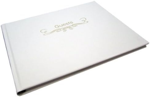 BookFactory Leather Wedding Guest Book - 72 Pages White Leather Cover 9" x 7" Section Sewn Hardbound (LOG-072-GUEST) in Saudi Arabia
