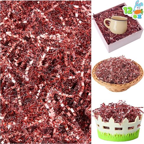 JOYIN 12oz (340g) Easter Rose Gold Iridescent Paper Grass, Sparkly Shredded Paper for Easter Egg Hunt, Basket Stuffer & Package Fillers, Party Decoration Favors, Gift Bag Box Wrapping Supplies in Saudi Arabia