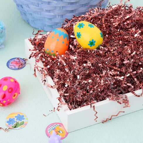 JOYIN 12oz (340g) Easter Rose Gold Iridescent Paper Grass, Sparkly Shredded Paper for Easter Egg Hunt, Basket Stuffer & Package Fillers, Party Decoration Favors, Gift Bag Box Wrapping Supplies in Saudi Arabia