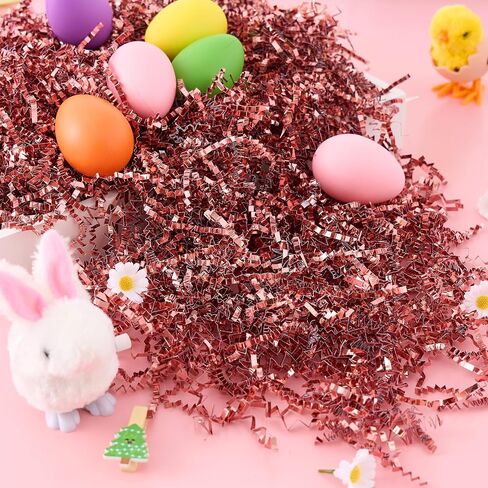JOYIN 12oz (340g) Easter Rose Gold Iridescent Paper Grass, Sparkly Shredded Paper for Easter Egg Hunt, Basket Stuffer & Package Fillers, Party Decoration Favors, Gift Bag Box Wrapping Supplies in Saudi Arabia