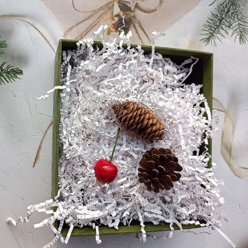 MGOHNACL 1/2 رطل ورق مقصوص مجعد من أجل حشو سلال علب الهدايا، قطع ورق مجعد أبيض قصاصات حشو للتغليف in Kuwait