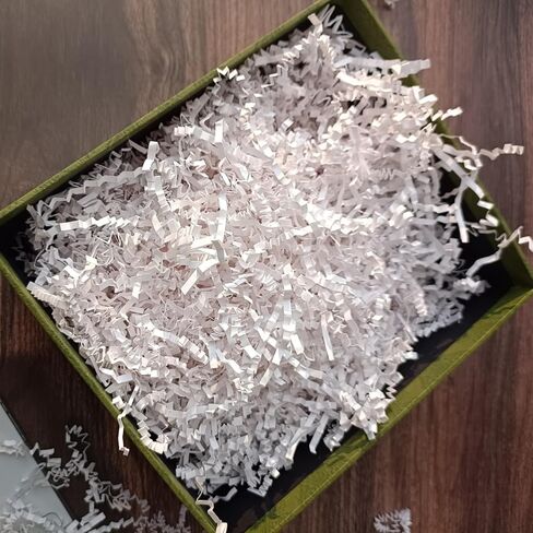 MGOHNACL 1/2 رطل ورق مقصوص مجعد من أجل حشو سلال علب الهدايا، قطع ورق مجعد أبيض قصاصات حشو للتغليف in Kuwait