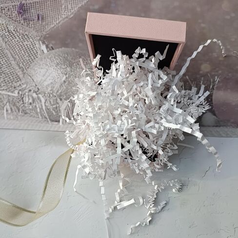 MGOHNACL 1/2 رطل ورق مقصوص مجعد من أجل حشو سلال علب الهدايا، قطع ورق مجعد أبيض قصاصات حشو للتغليف in Kuwait