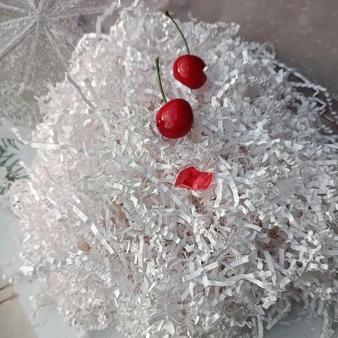 MGOHNACL 1/2 رطل ورق مقصوص مجعد من أجل حشو سلال علب الهدايا، قطع ورق مجعد أبيض قصاصات حشو للتغليف in Kuwait