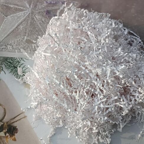 MGOHNACL 1/2 رطل ورق مقصوص مجعد من أجل حشو سلال علب الهدايا، قطع ورق مجعد أبيض قصاصات حشو للتغليف in Kuwait