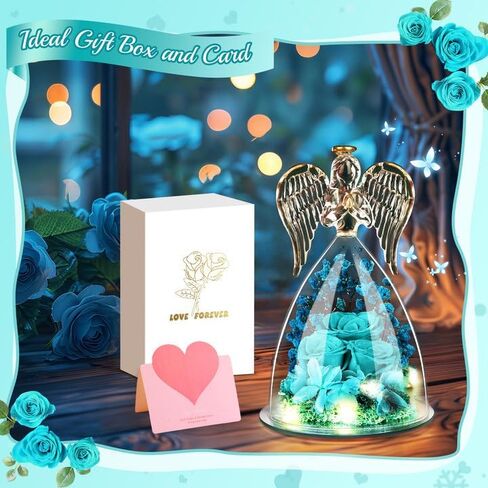 Preserved Forever Real Rose Gifts for Women,Sister,Mother,Flowers Gifts for Women, for Mom,Womens Birthday Gifts,Flowers Gifts for Mom,Women,Sister,Mother Grandmother (Blue) in Kuwait