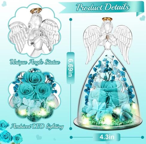 Preserved Forever Real Rose Gifts for Women,Sister,Mother,Flowers Gifts for Women, for Mom,Womens Birthday Gifts,Flowers Gifts for Mom,Women,Sister,Mother Grandmother (Blue) in Kuwait