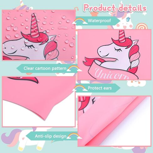 12 قطعة من قبعات السباحة ونظارات السباحة للأطفال، حقيبة تخزين مع سدادة الأذن ومشبك الأنف، قبعة سباحة من السيليكون المقاومة للماء بتصميم وحيد القرن الكرتوني للفتيات والأولاد الصغار (عمر 3-12 سنة) شعر طويل وقصير in Kuwait