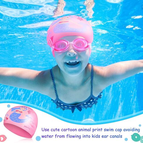 12 قطعة من قبعات السباحة ونظارات السباحة للأطفال، حقيبة تخزين مع سدادة الأذن ومشبك الأنف، قبعة سباحة من السيليكون المقاومة للماء بتصميم وحيد القرن الكرتوني للفتيات والأولاد الصغار (عمر 3-12 سنة) شعر طويل وقصير in Kuwait