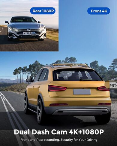 AZDOME 4K Dash Cam 5G WiFi GPS، WDR Super Night Vision Camera للسيارة، مستشعر G، وضع وقوف السيارات، بطاقة SD مجانية 64 جيجابايت، كاميرا Dashcam بزاوية واسعة 170 درجة، تسجيل حلقة، التحكم الصوتي M300S in Kuwait