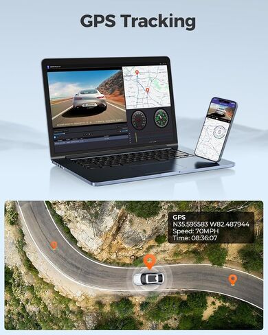 AZDOME 4K Dash Cam 5G WiFi GPS، WDR Super Night Vision Camera للسيارة، مستشعر G، وضع وقوف السيارات، بطاقة SD مجانية 64 جيجابايت، كاميرا Dashcam بزاوية واسعة 170 درجة، تسجيل حلقة، التحكم الصوتي M300S in Kuwait