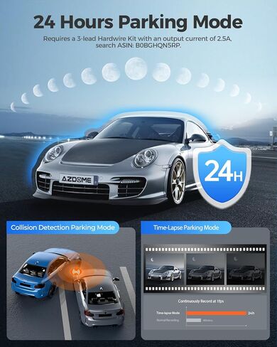 AZDOME 4K Dash Cam 5G WiFi GPS، WDR Super Night Vision Camera للسيارة، مستشعر G، وضع وقوف السيارات، بطاقة SD مجانية 64 جيجابايت، كاميرا Dashcam بزاوية واسعة 170 درجة، تسجيل حلقة، التحكم الصوتي M300S in Kuwait