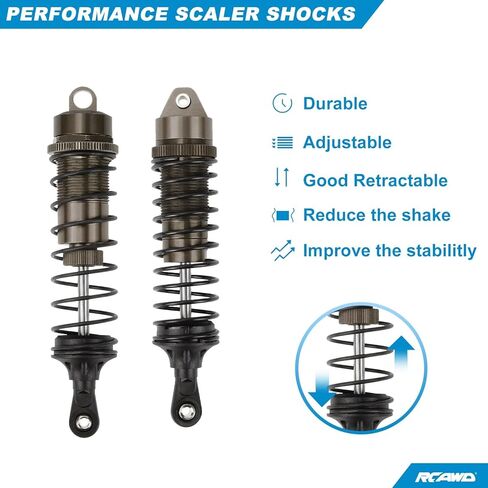4 قطع من أجزاء ترقية الصدمات الأمامية والخلفية المصنوعة من الألومنيوم بالكامل لشاحنة 1/10 Arrma Bigrock 4X4 Senton 4X4 Granite 4X4 Vorteks 4X4 Typhon 4X4 RC، صدمات Big Bore Hops Up RC، استبدل AR330550 AR330551 (رمادي) in Kuwait