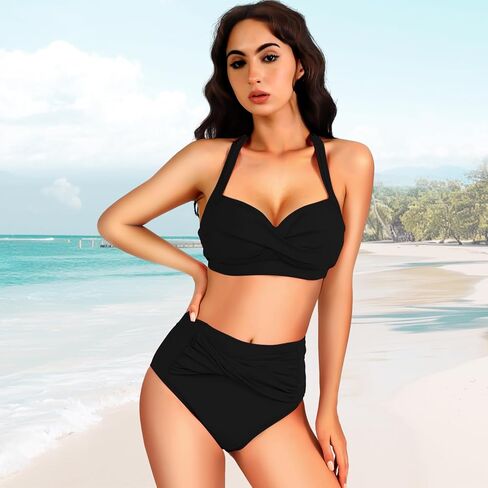 OPPOSHE Women's Bikini Sets Two Piece Swimsuit High Waisted V Neck in Kuwait