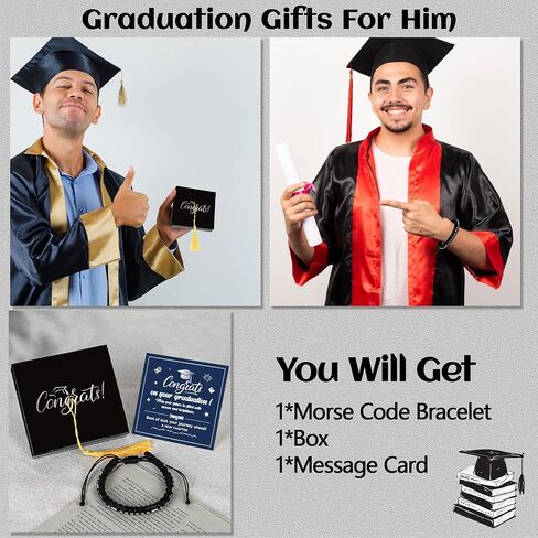Erweicet Graduation Gifts for Him, Morse Code Bracelets High School and College Gifts for Him Men Boys in Saudi Arabia