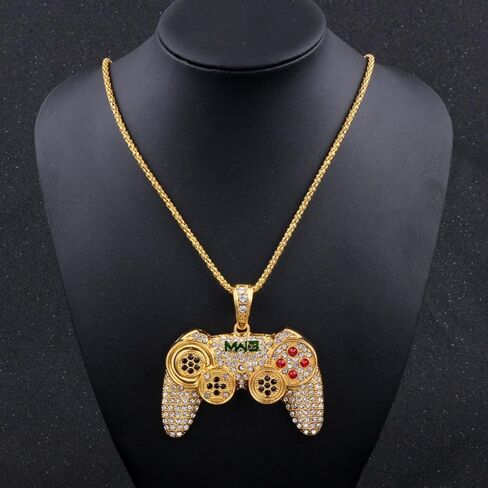 Kprusoian Crystal Game Controller Necklaces for Men Boys, Punk Hip Hop Game Console Necklace Adjustable Pendant Dangling Necklace Couples BFF Friendship Jewelry Gifts in Saudi Arabia