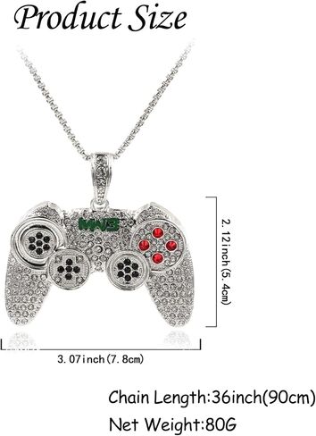 Kprusoian Crystal Game Controller Necklaces for Men Boys, Punk Hip Hop Game Console Necklace Adjustable Pendant Dangling Necklace Couples BFF Friendship Jewelry Gifts in Saudi Arabia