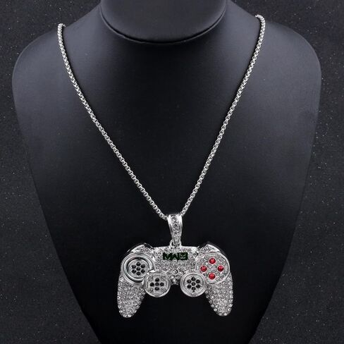 Kprusoian Crystal Game Controller Necklaces for Men Boys, Punk Hip Hop Game Console Necklace Adjustable Pendant Dangling Necklace Couples BFF Friendship Jewelry Gifts in Saudi Arabia