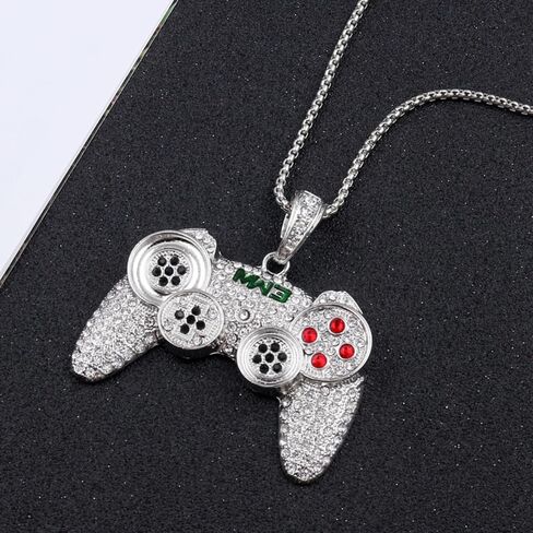 Kprusoian Crystal Game Controller Necklaces for Men Boys, Punk Hip Hop Game Console Necklace Adjustable Pendant Dangling Necklace Couples BFF Friendship Jewelry Gifts in Saudi Arabia